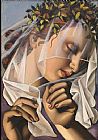 Lempicka Paintings - La Couronne de Fleurs II by Tamara de Lempicka